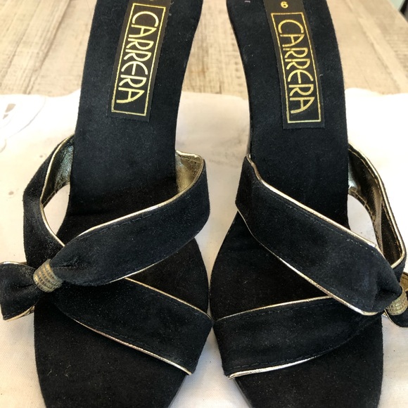 VINTAGE BLACK SUEDE SANDALS - Picture 13 of 16